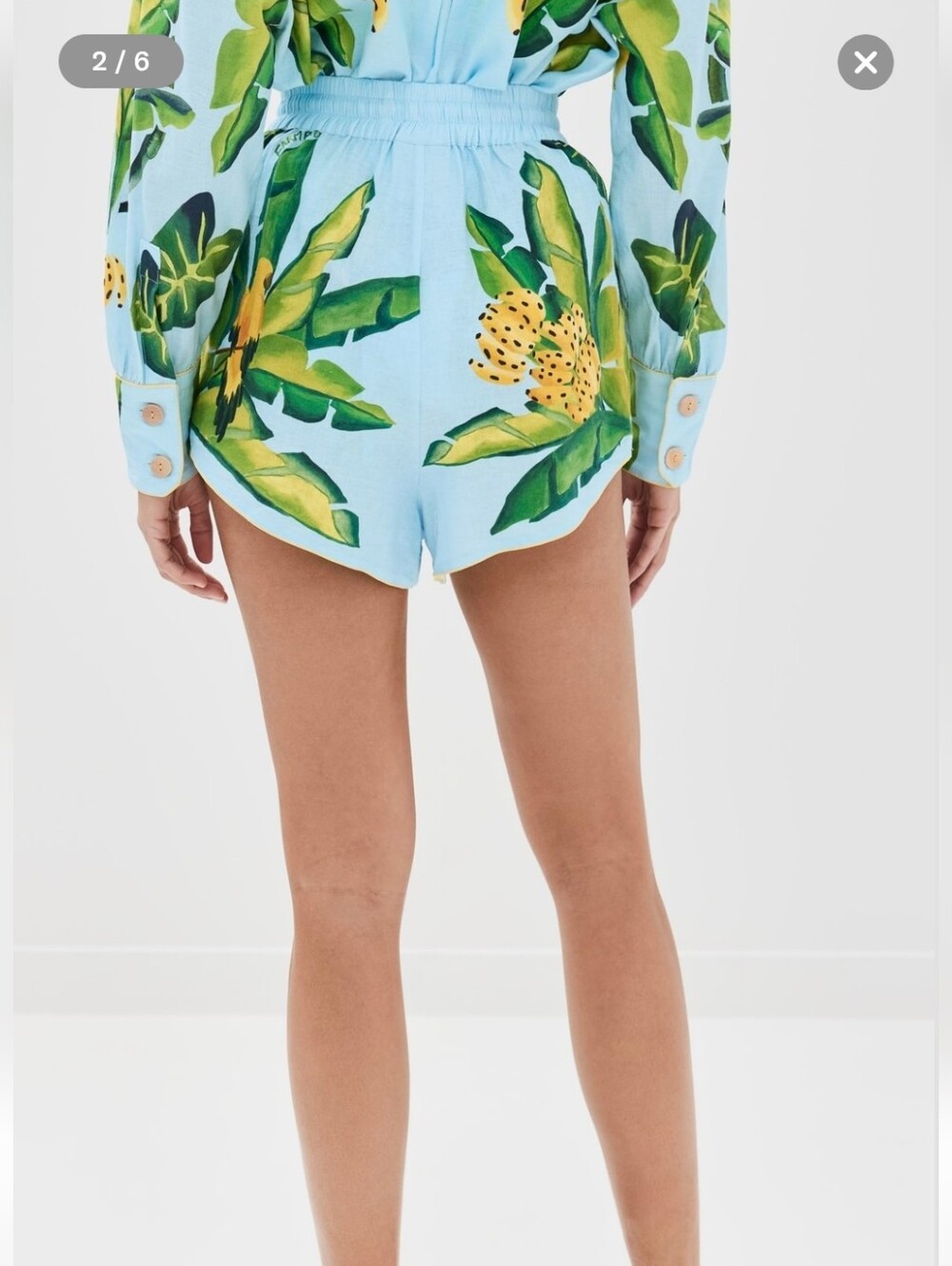 FARM Rio Light Blue Tropical-Print Drawstring Athletic Shorts - Picture 2 of 11